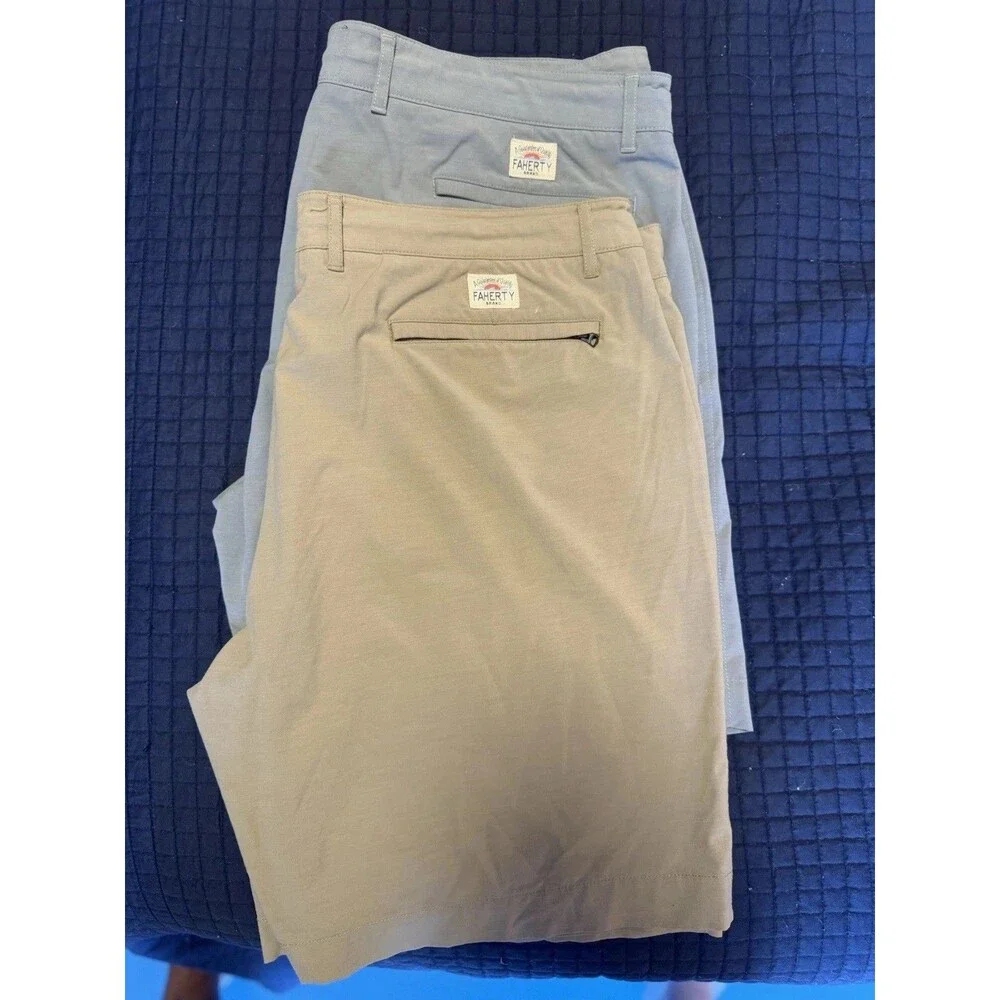 Faherty All Day Shorts Mens Size 40 (Set Of 2) Beige And Gray Shorts